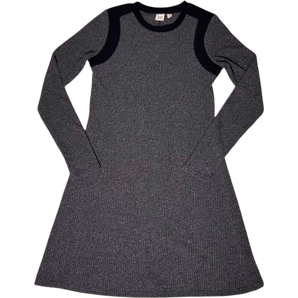 GAP Gray Swing Sweater Dress Colorblock Ribbed Knit Women's XS Twin Peaks Core